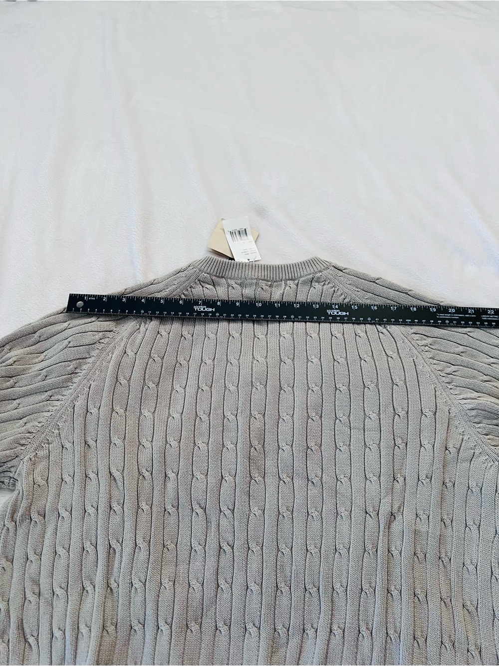 Woods & Gray Cable Knit V Neck Sweater XL Beige 100% Cotton Classic Old Money - Picture 11 of 14